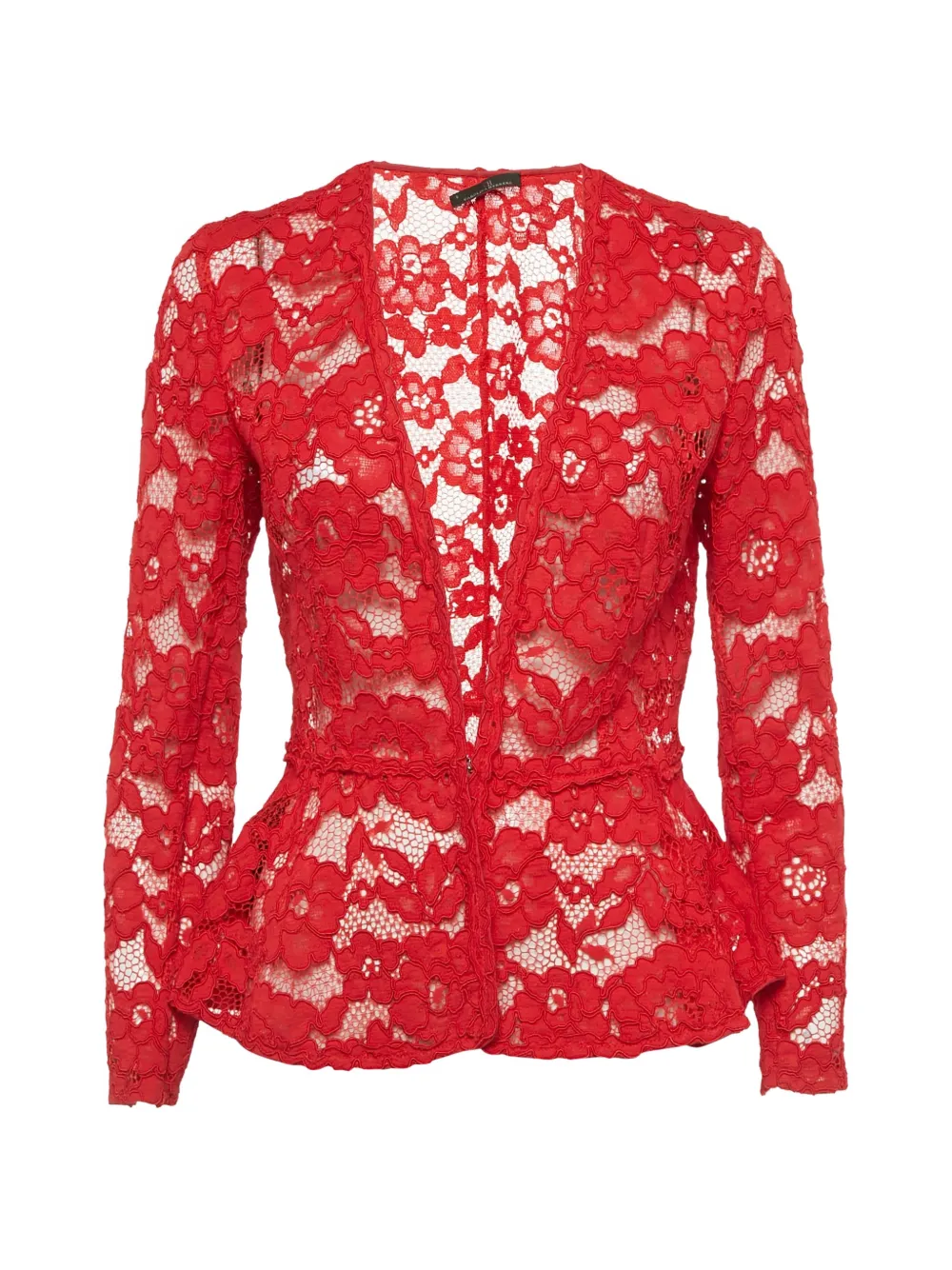 Carolina Herrera Vintage floral-pattern laced jacket - Rosso