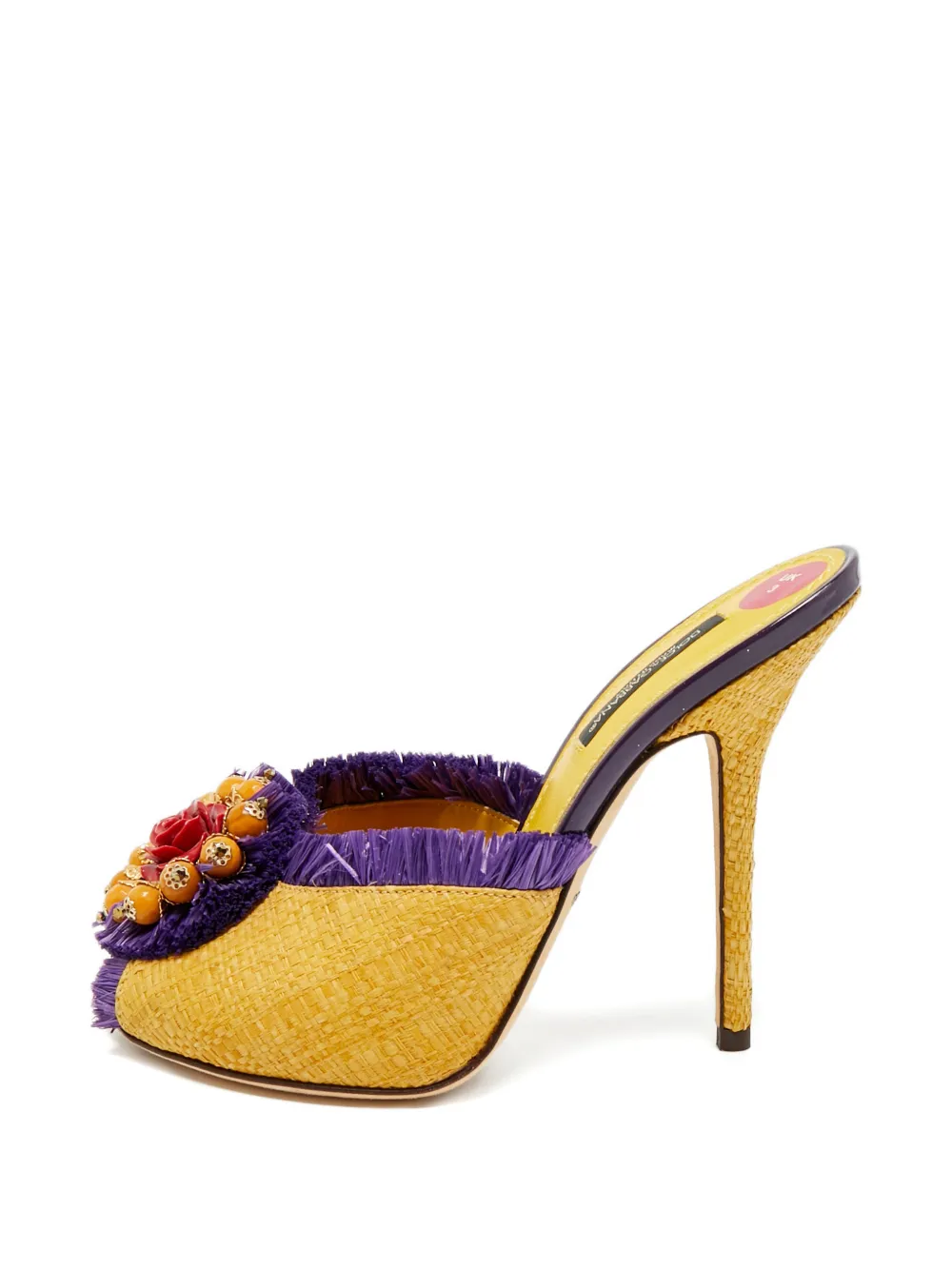 Dolce & Gabbana Pre-Owned raffia floral mules - Giallo