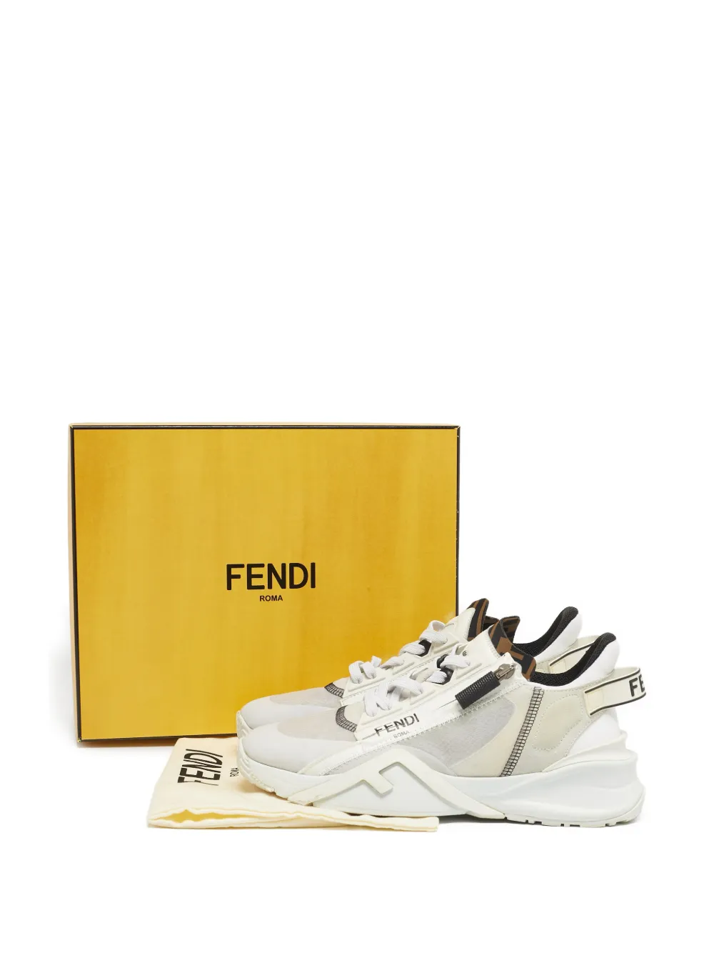 【美品】FENDI ジッパー付き スニーカー　フェンディ Fendi Pre-Owned ジップ スニーカー | ホワイト | FARFETCH JP