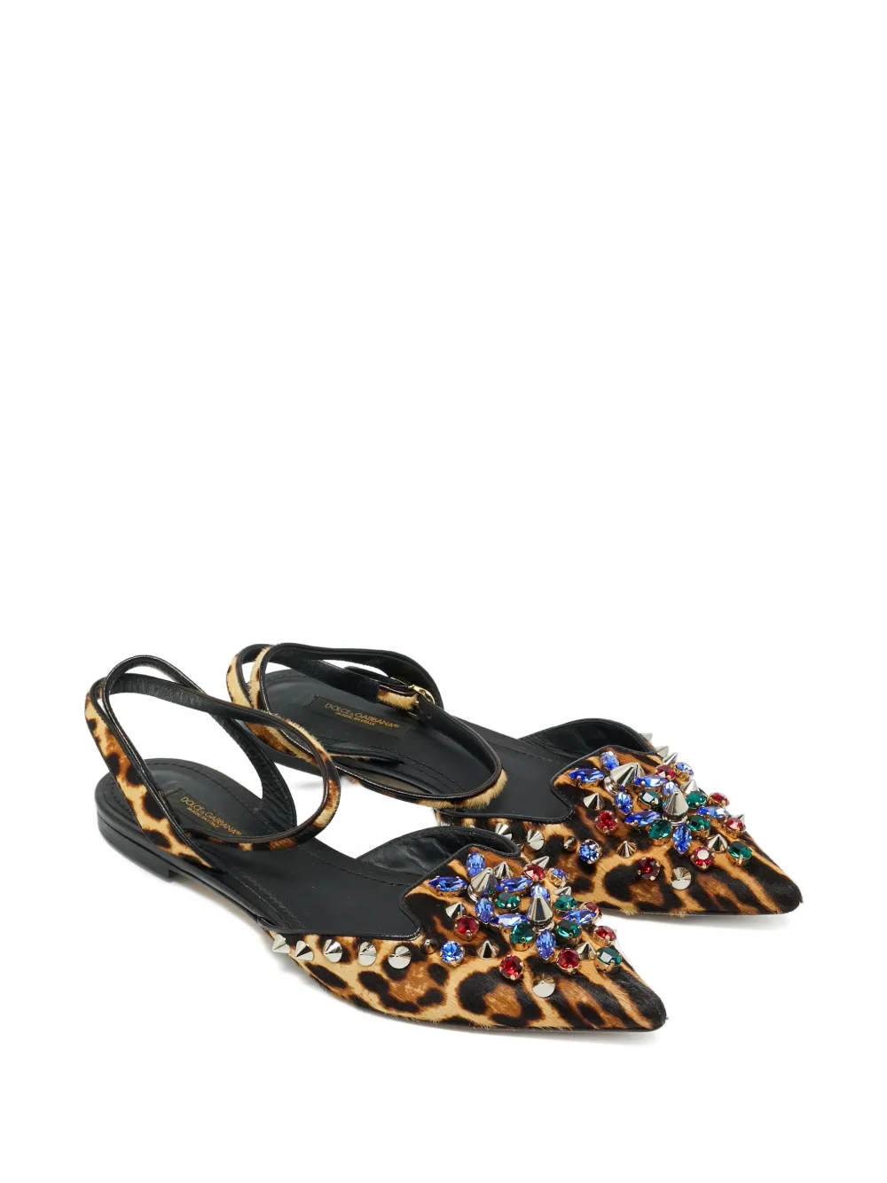 Dolce & Gabbana Pre-Owned calf hair studded flat pumps - Braun