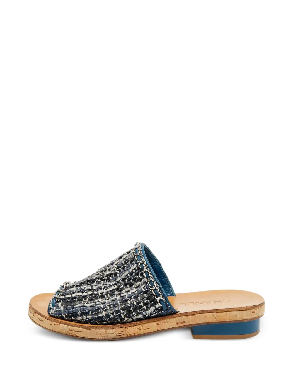CHANEL Pre-Owned tweed chain sandals - Blau