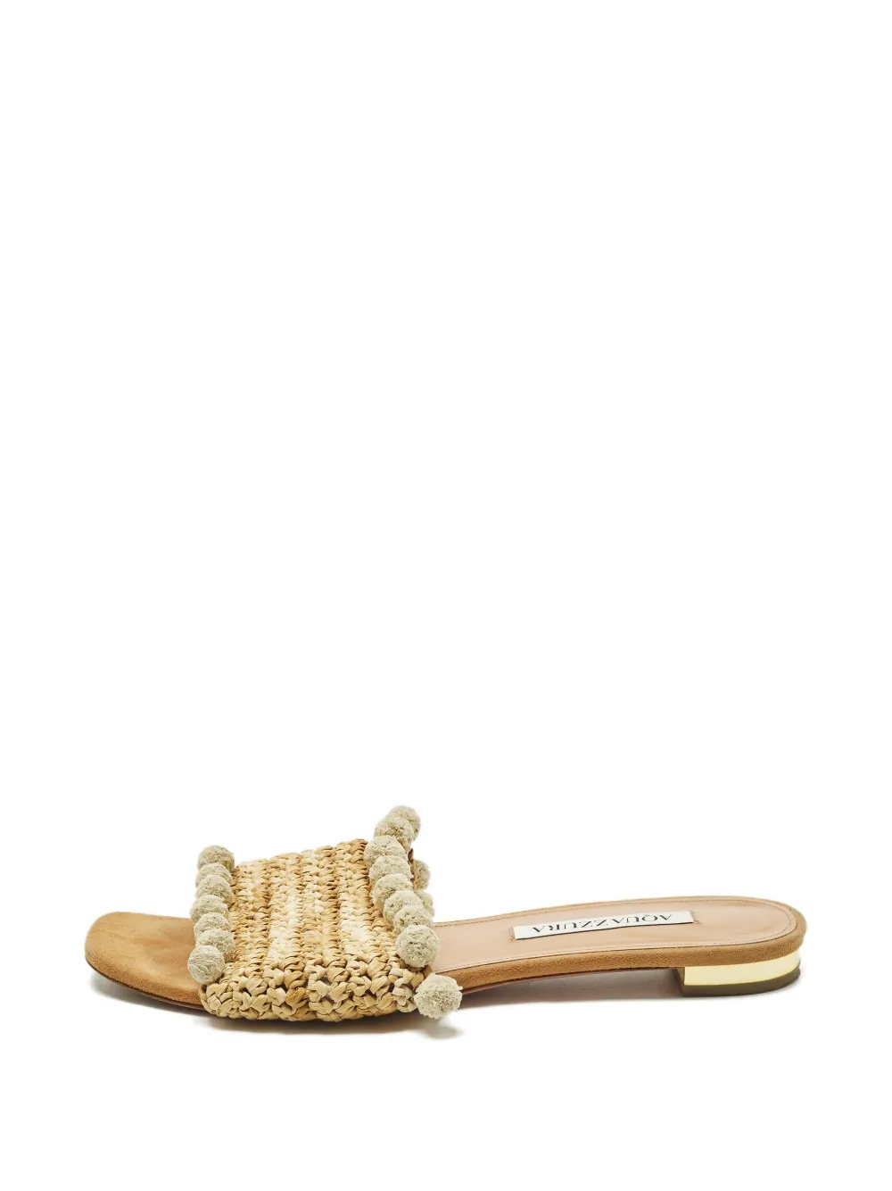 Aquazzura Pom Pom woven sandals - Nude