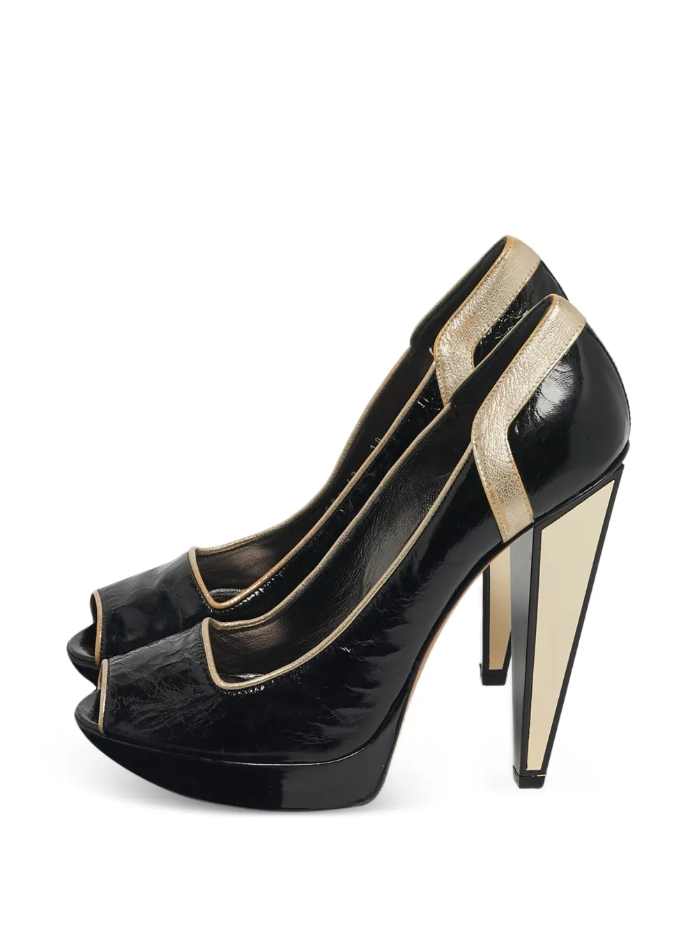 Versace Pre-Owned peep-toe platform leather pumps - Nero