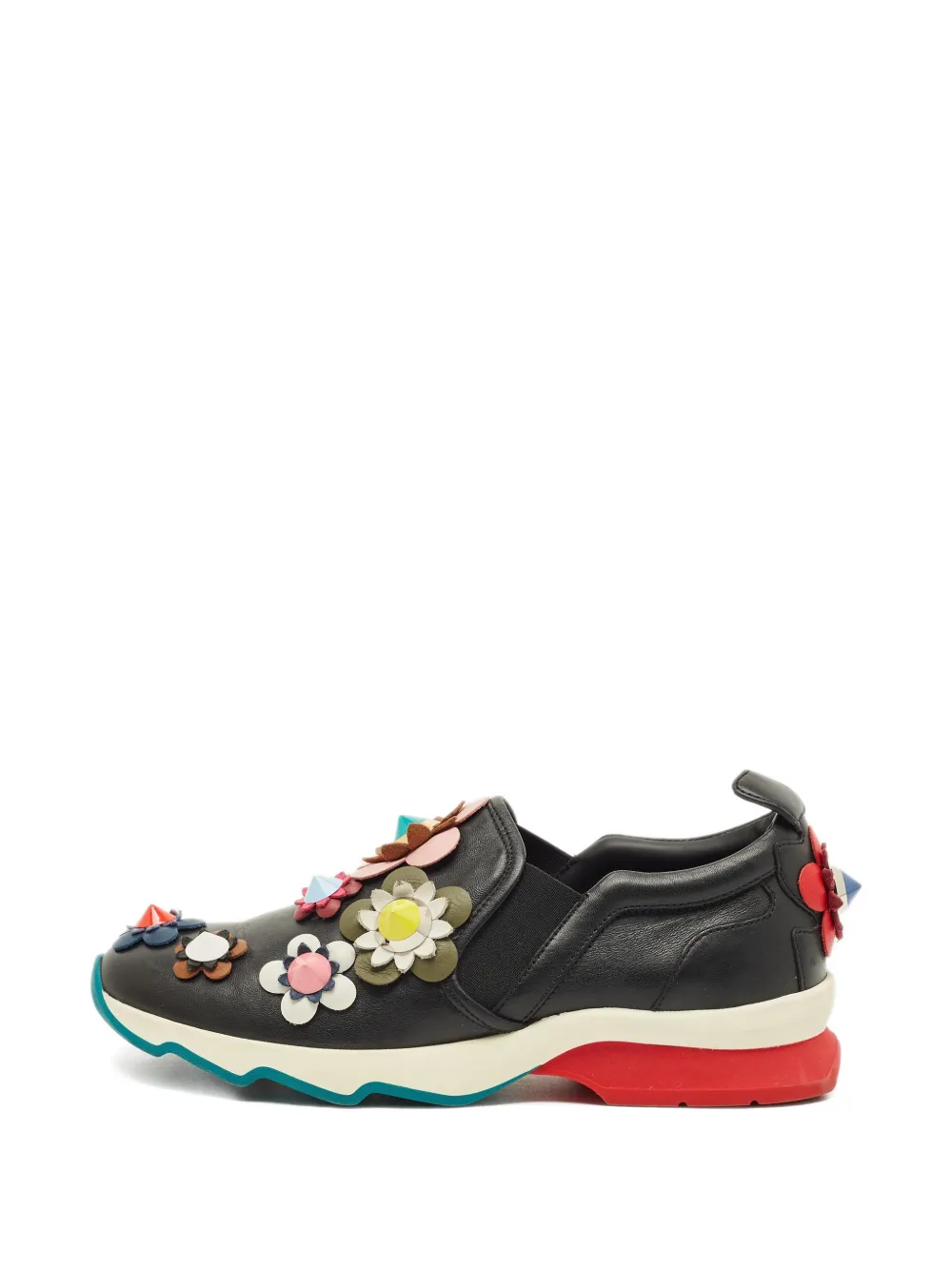 Fendi Pre-Owned Flowerland leather slip-one sneakers - Nero