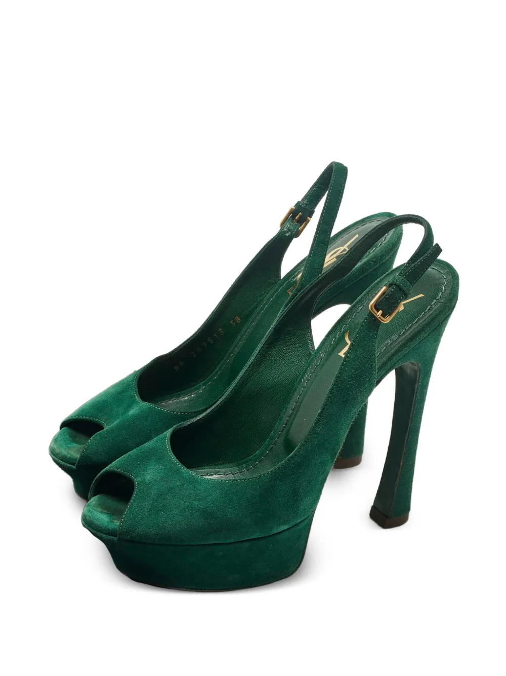 Saint Laurent Pre-Owned peep-toe platform pumps - Grün