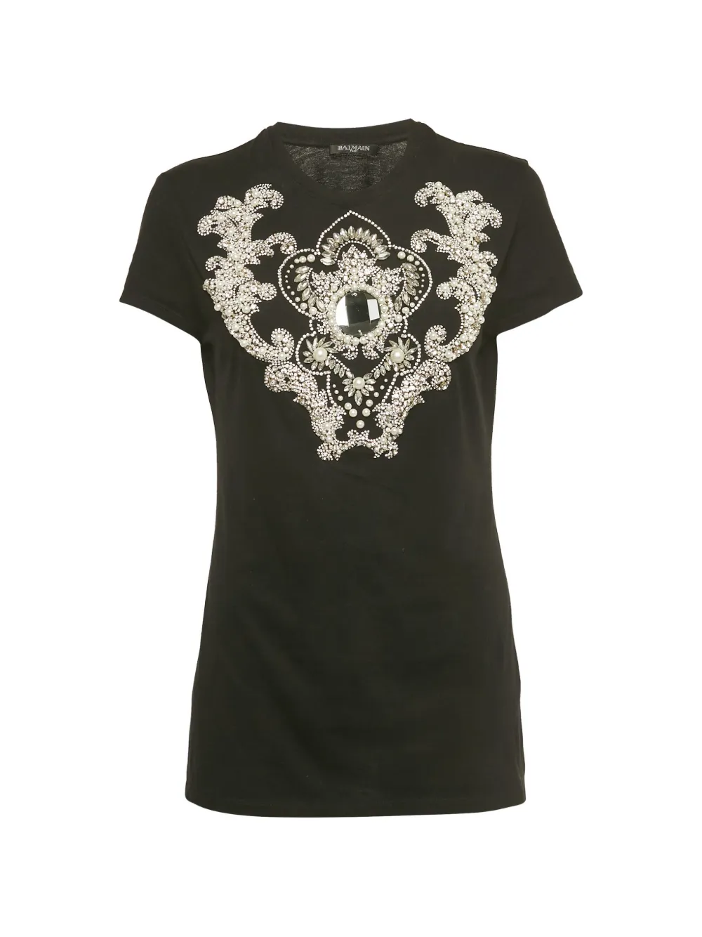 Balmain Pre-Owned crystal-embellished T-shirt - Nero
