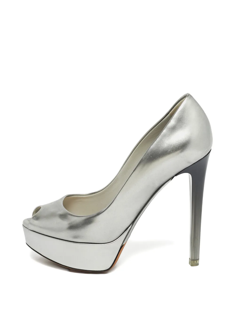 Christian Dior Pre-Owned Miss Dior peep-toe leather pumps - Argento