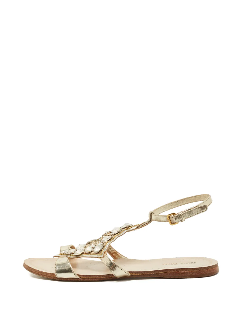 Miu Miu Pre-Owned foil crystal sandals - Oro