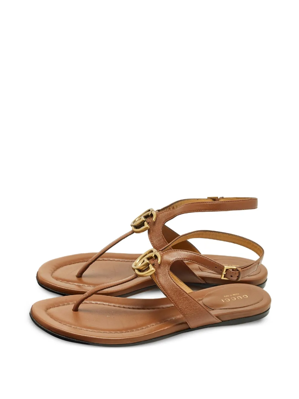 Gucci Pre-Owned leather thong dlat sandals - Marrone