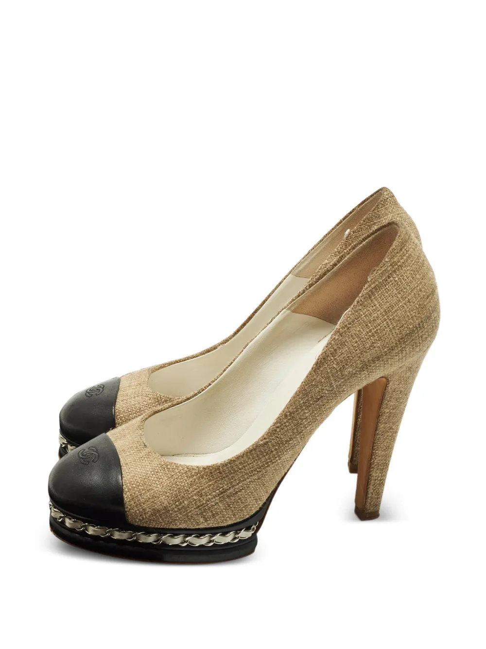 CHANEL Pre-Owned CC tweed pumps - Nude