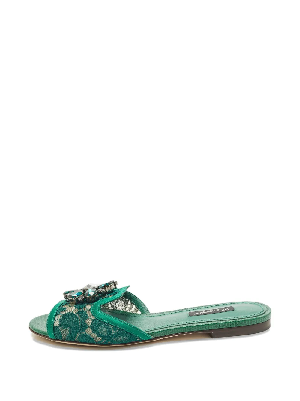 Dolce & Gabbana Pre-Owned lace crystal slides - Grün