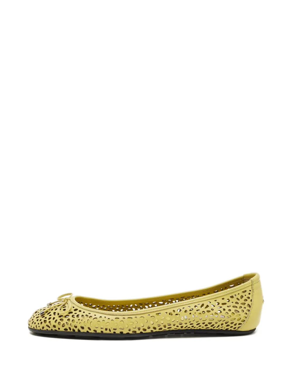 Jimmy Choo Pre-Owned cutout bow flats - Verde