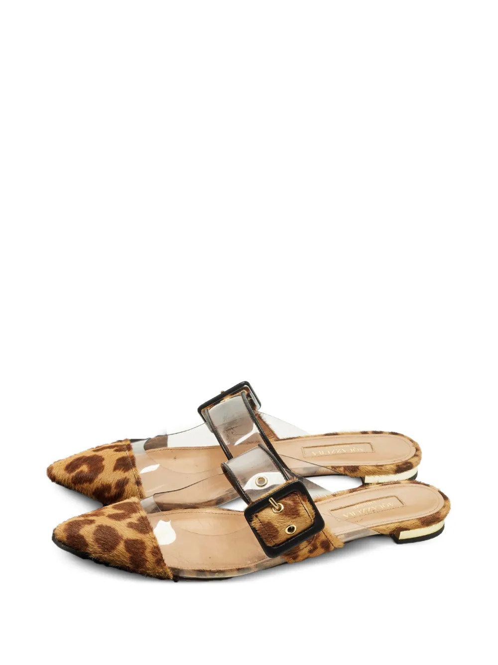 Aquazzura leopard-print buckle mules - Braun