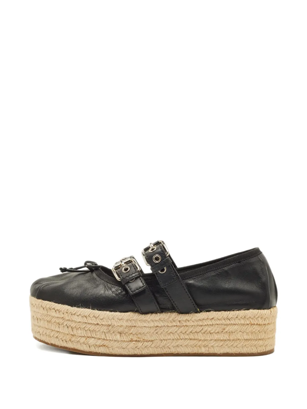 Miu Miu Pre-Owned buckled platform espadrilles - Schwarz