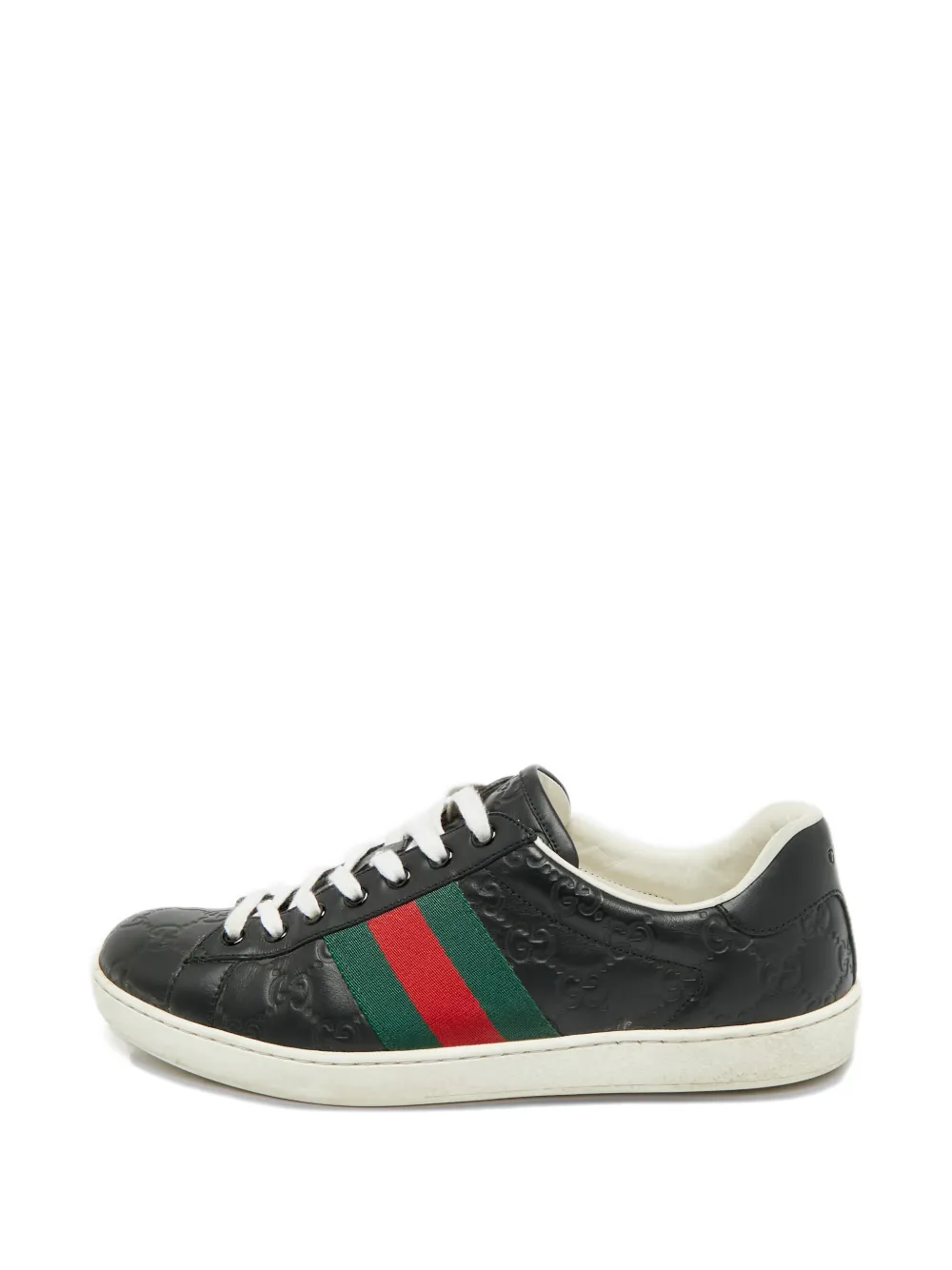 Gucci Pre-Owned Ace Guccissima-leather logo-detail sneakers - Nero