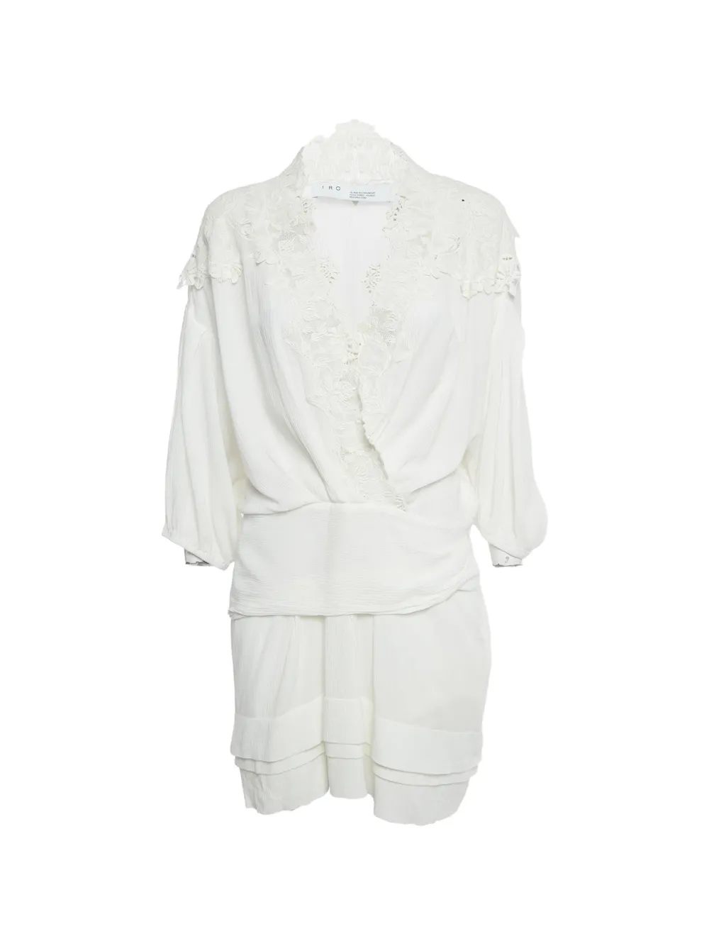 IRO lace-trim cotton mini dress - Bianco