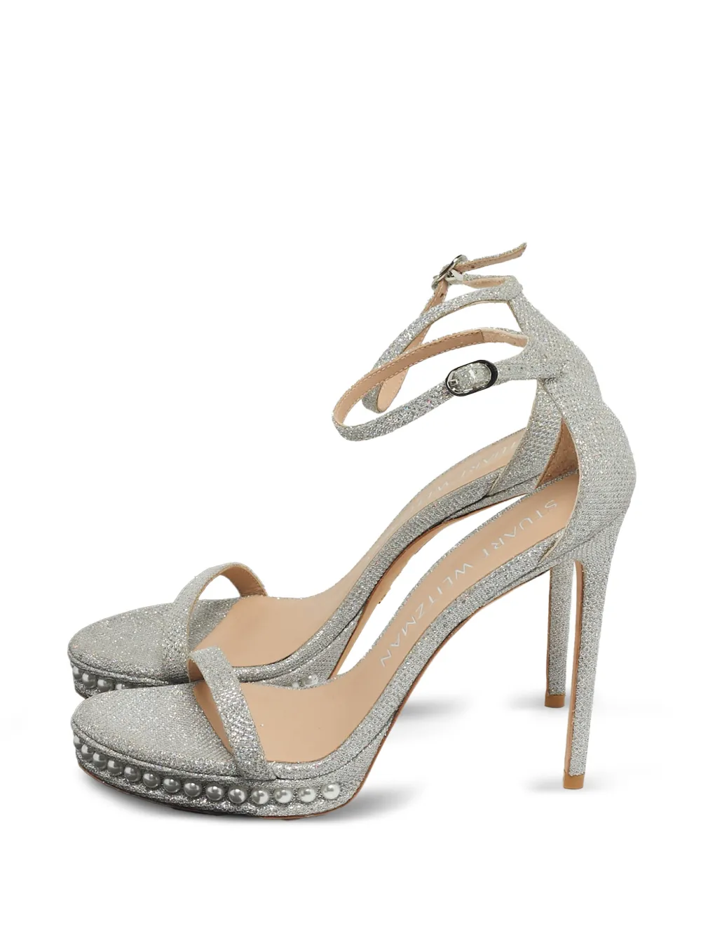 Stuart Weitzman Nudist pearl-trimmed platform sandals - Silber