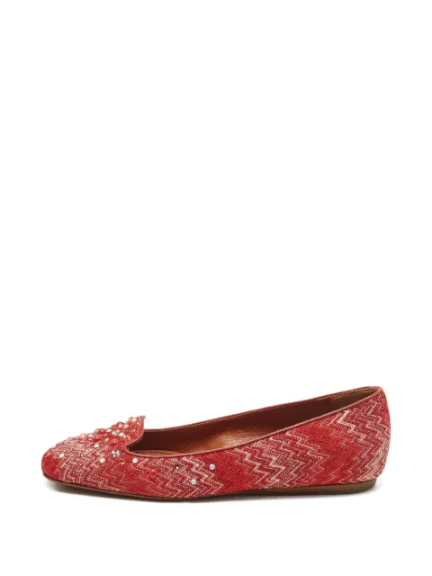 Missoni Pre-Owned zigzag-embroidered ballet flats