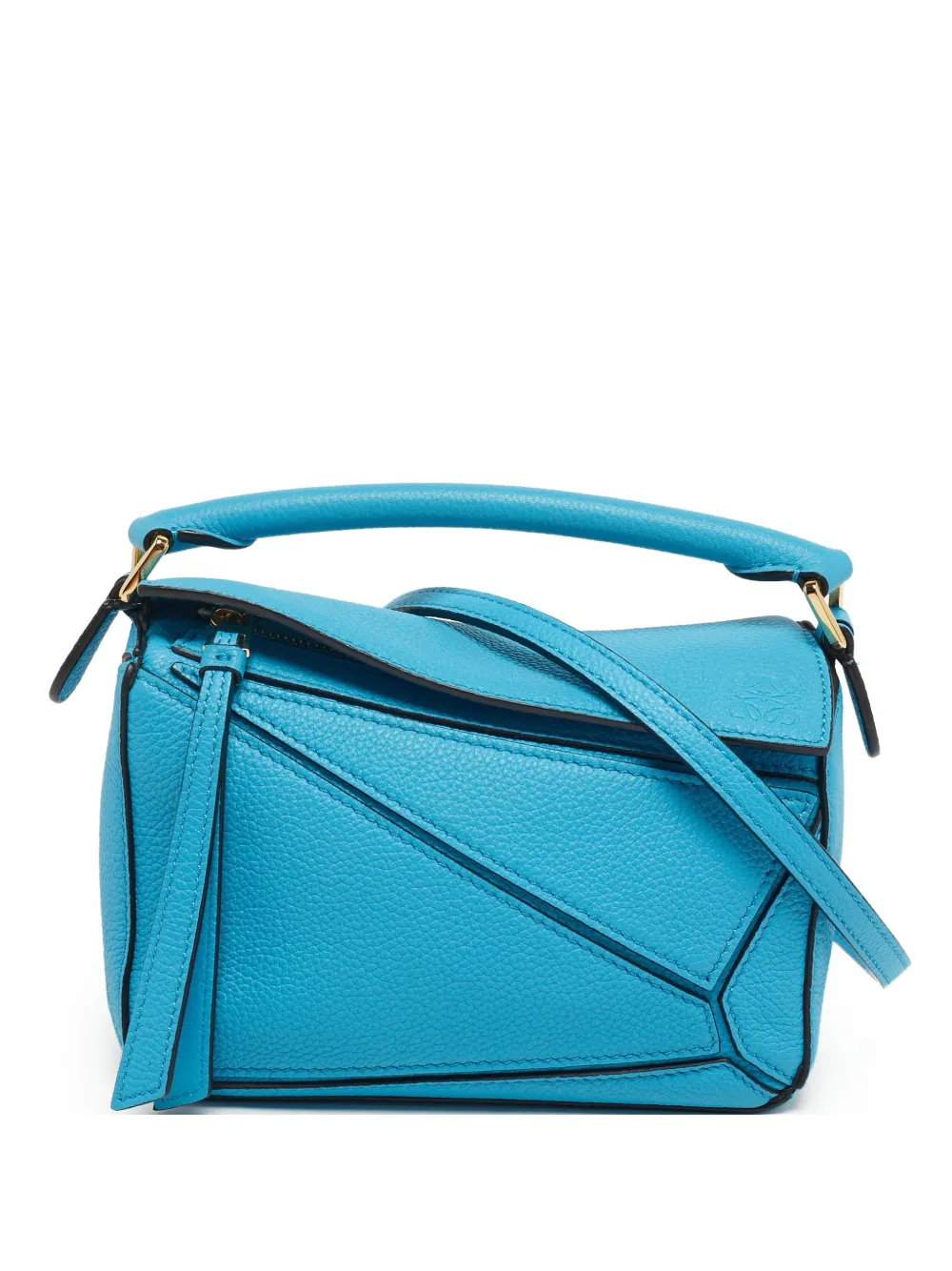 Loewe Pre-Owned geometric panel leather shoulder bag - Blu