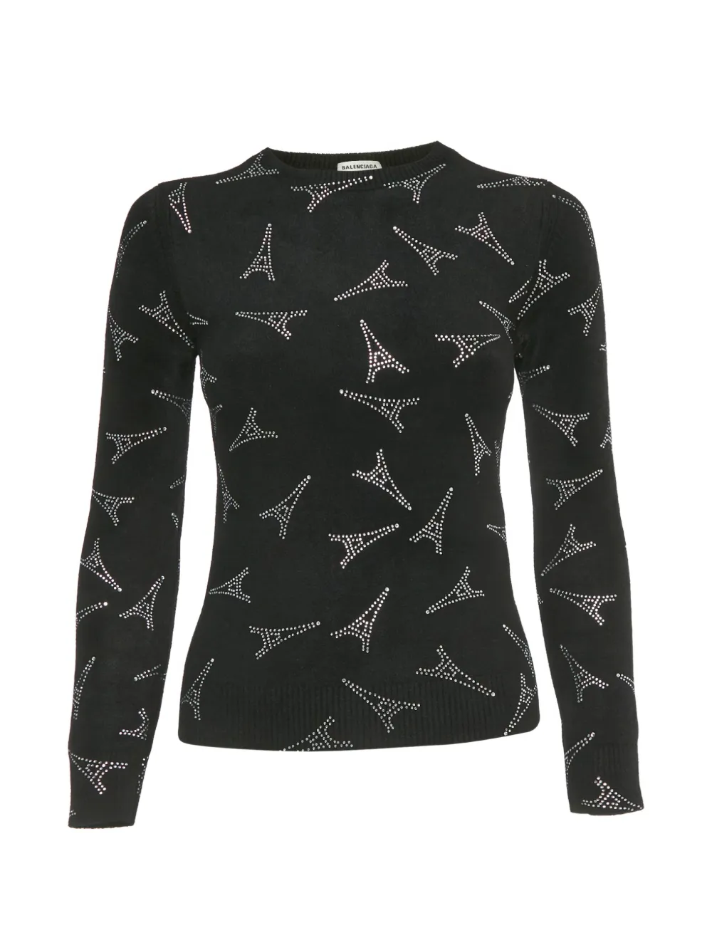 Balenciaga Pre-Owned Eiffel-Tower-pattern crystal-studded T-shirt - Nero