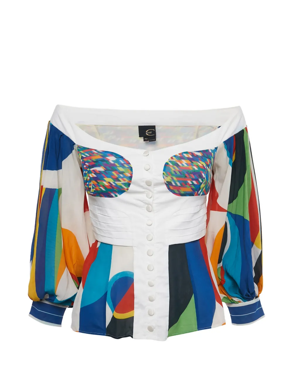 Just Cavalli multicoloured print top - Bianco