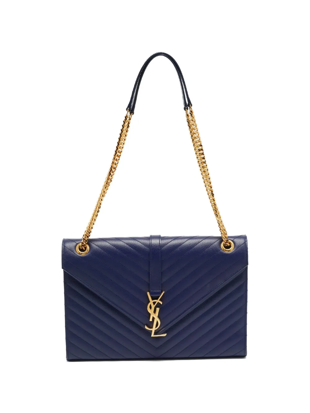 Saint Laurent Pre-Owned 2014 large envelope leather shoulder bag - Blu