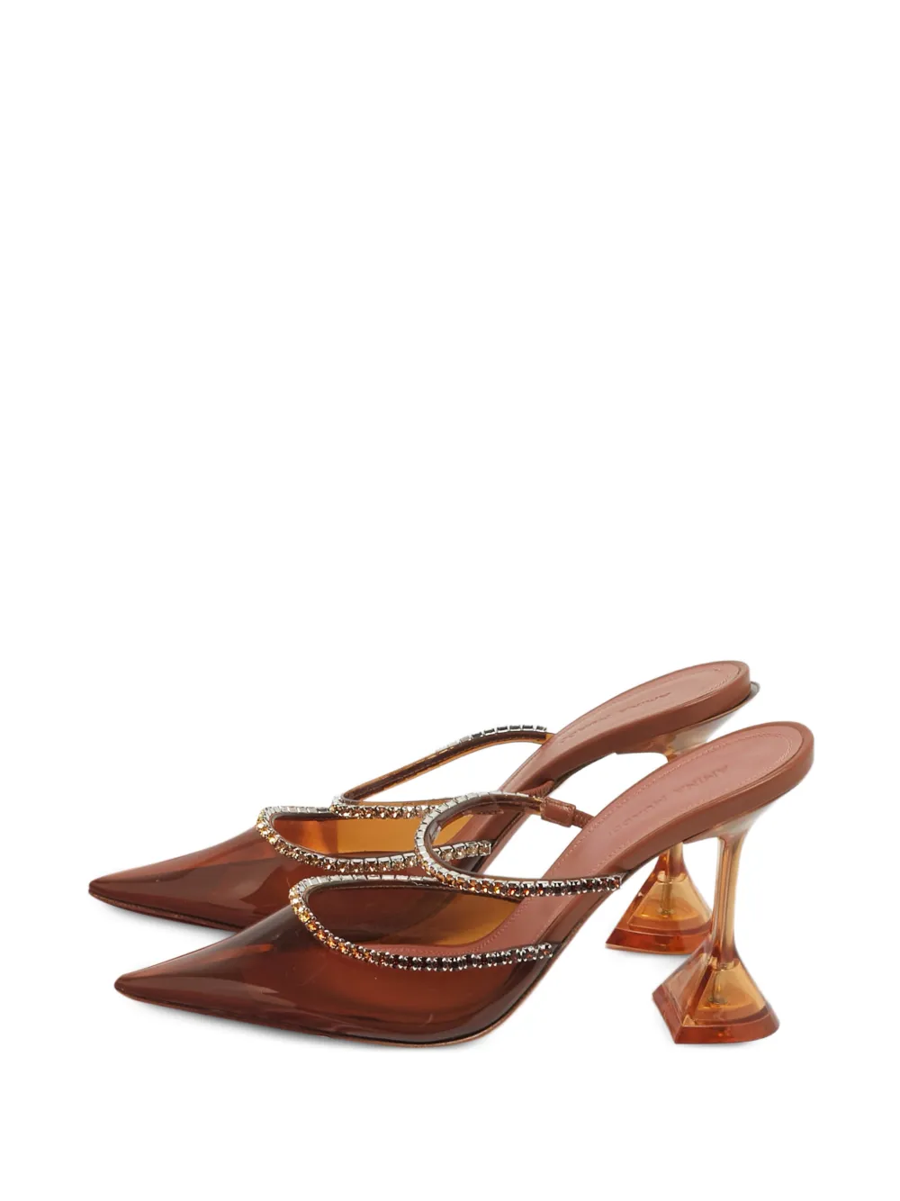 Amina Muaddi Holli Glass flared-heel mules - Marrone
