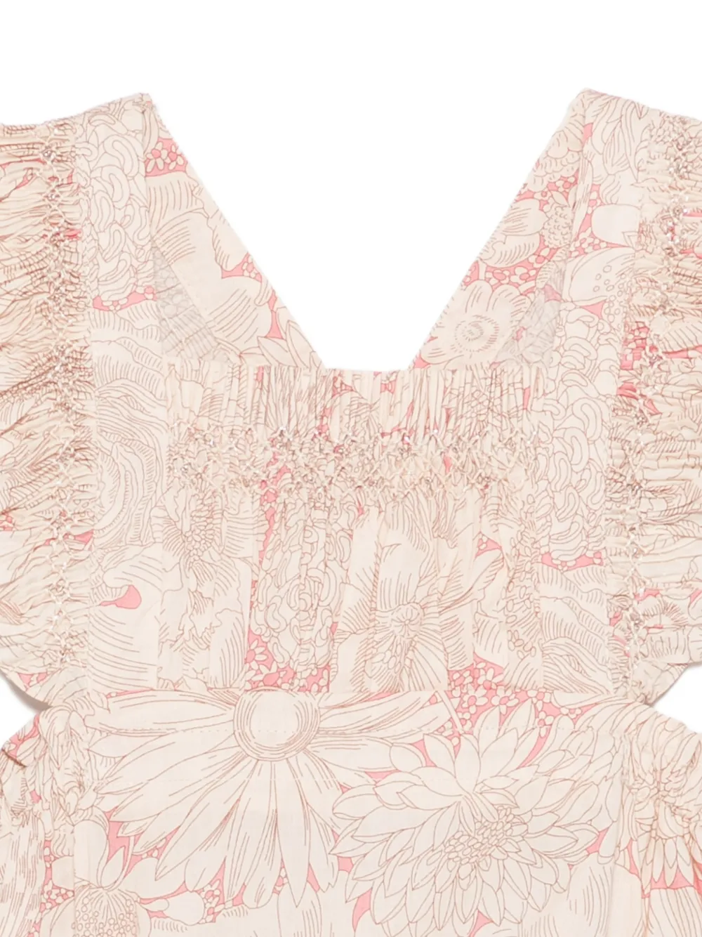 Bonpoint Babypakje met ruches en bloemen Beige