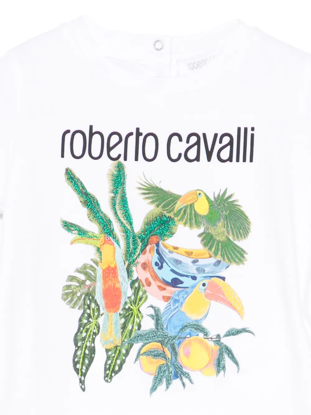 Roberto Cavalli Junior T-shirt met bloemenprint Wit