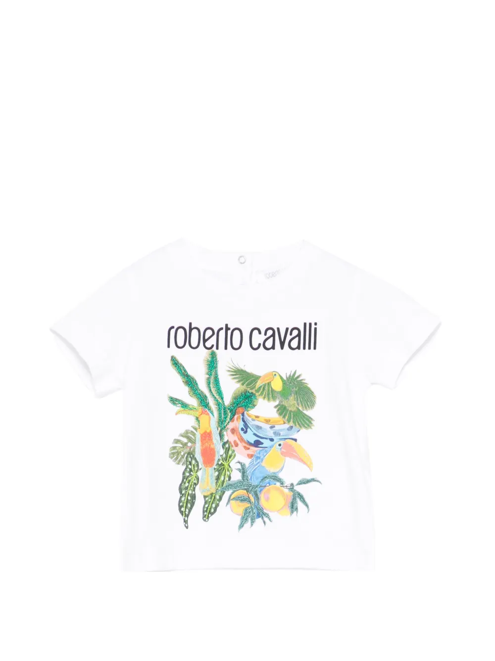 Roberto Cavalli Junior T-shirt a fiori - Bianco