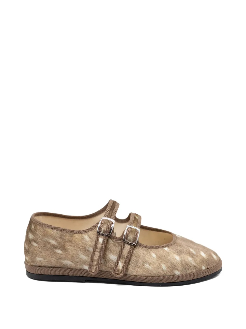 Gondolina Deer-print Double-strap Ballet Flats In Neutral