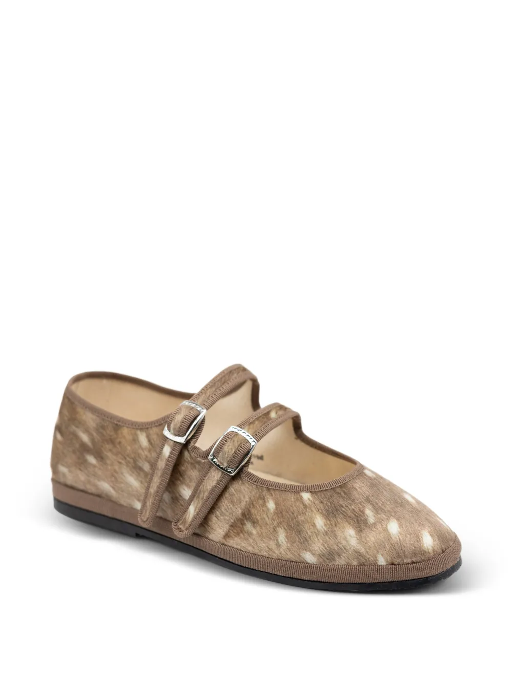 Gondolina Ballerina's met dubbele bandjes en hertenprint Beige