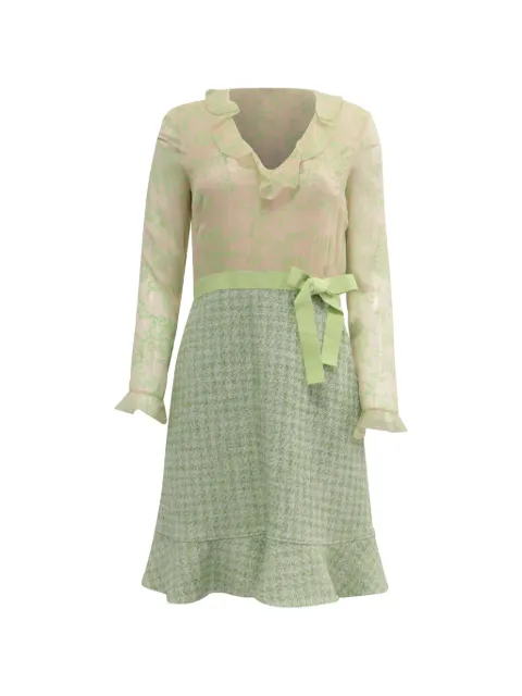 Valentino Garavani Pre-Owned ruffled tweed long-sleeve dress