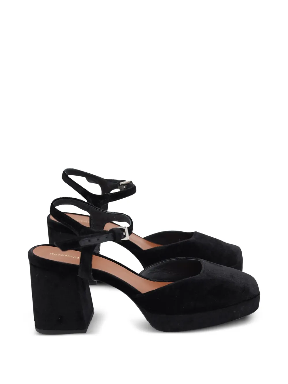 Reformation Mirasol platform velvet pumps - Schwarz