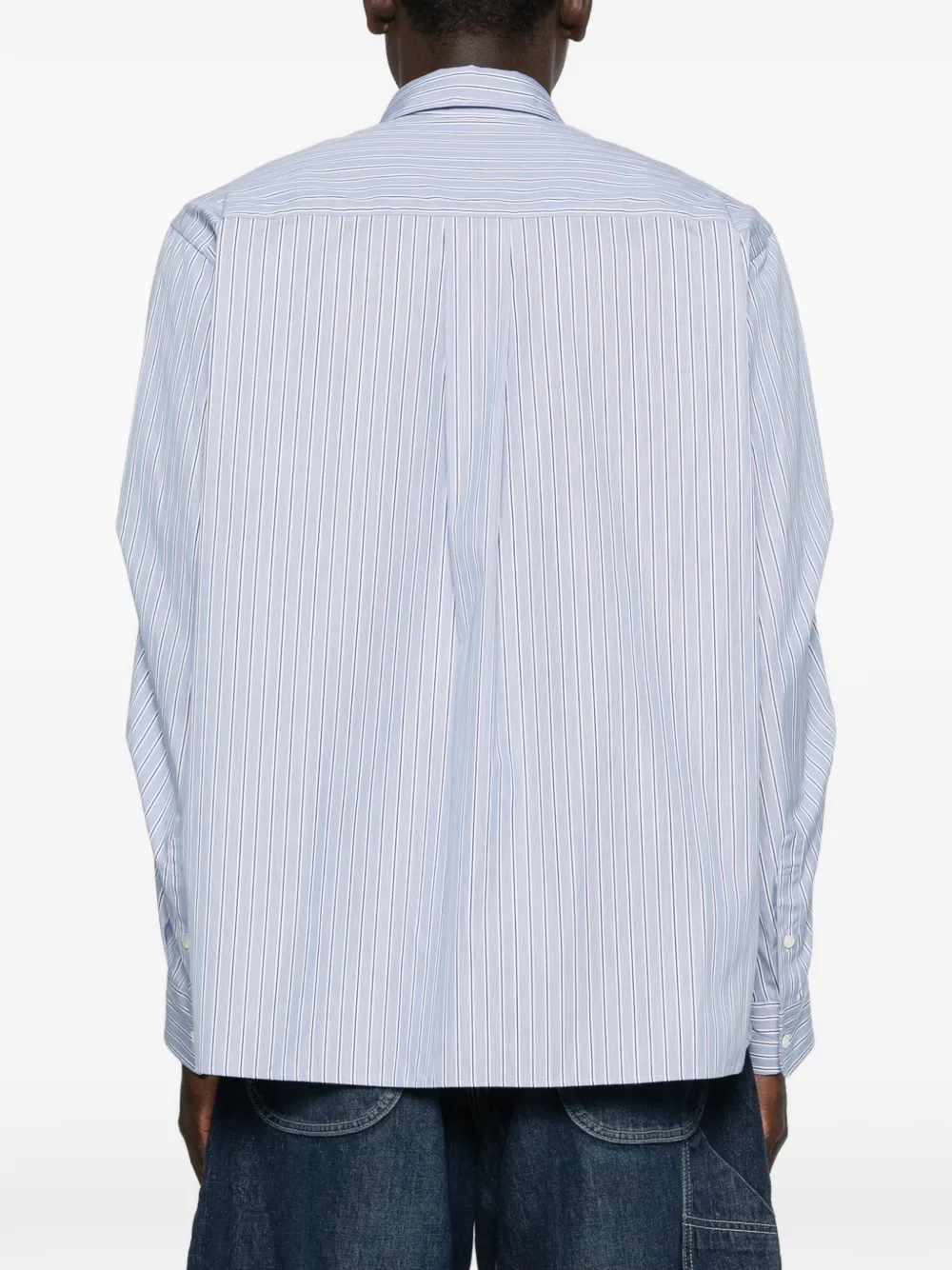 Sacai ストライプ レイヤードシャツ | ブルー | FARFETCH JP
