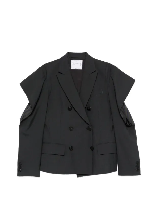 Sacai Double-breasted Blazer in Grey
