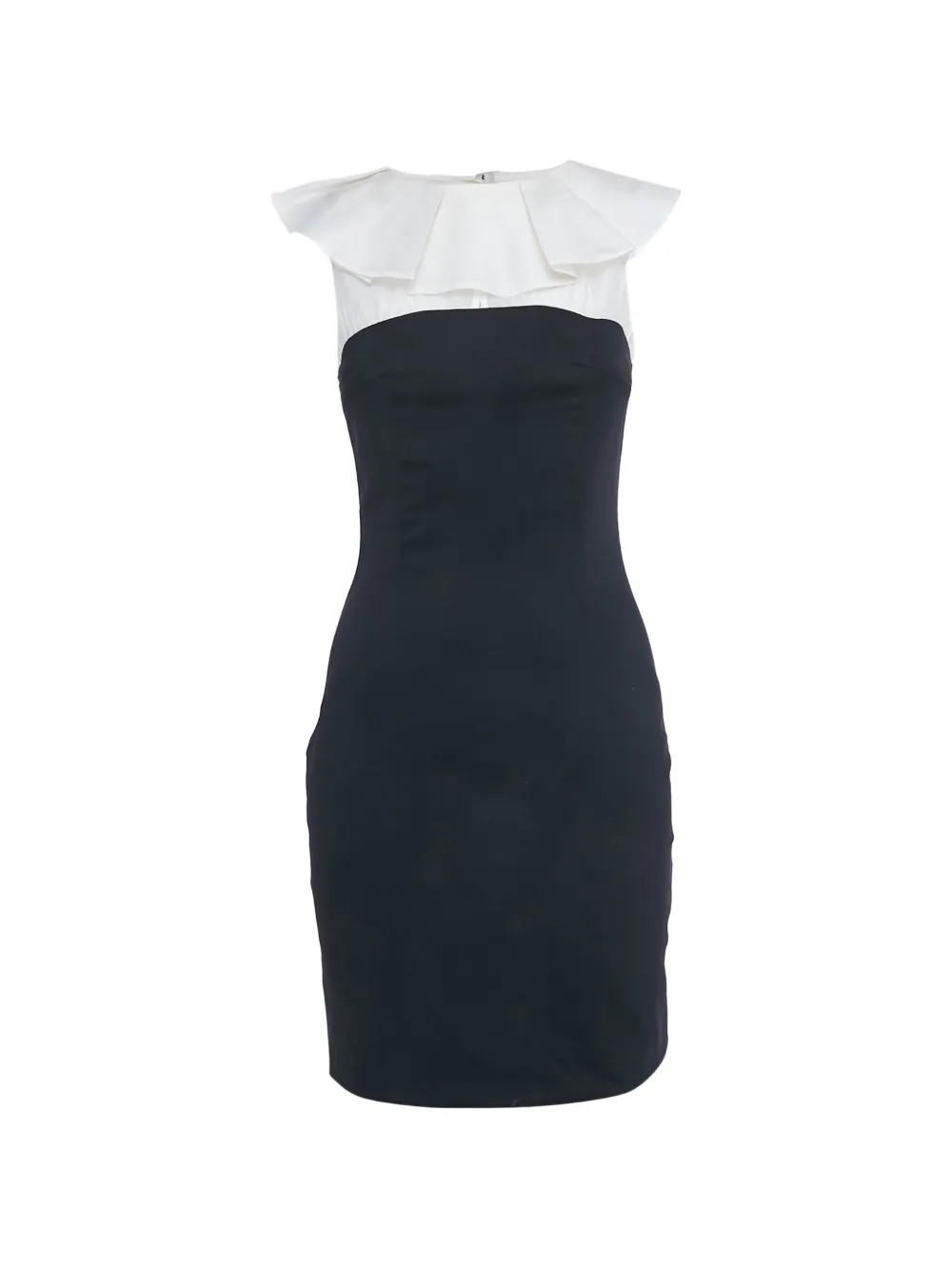 Just Cavalli Vintage ruffle-neck wool mini dress - Nero