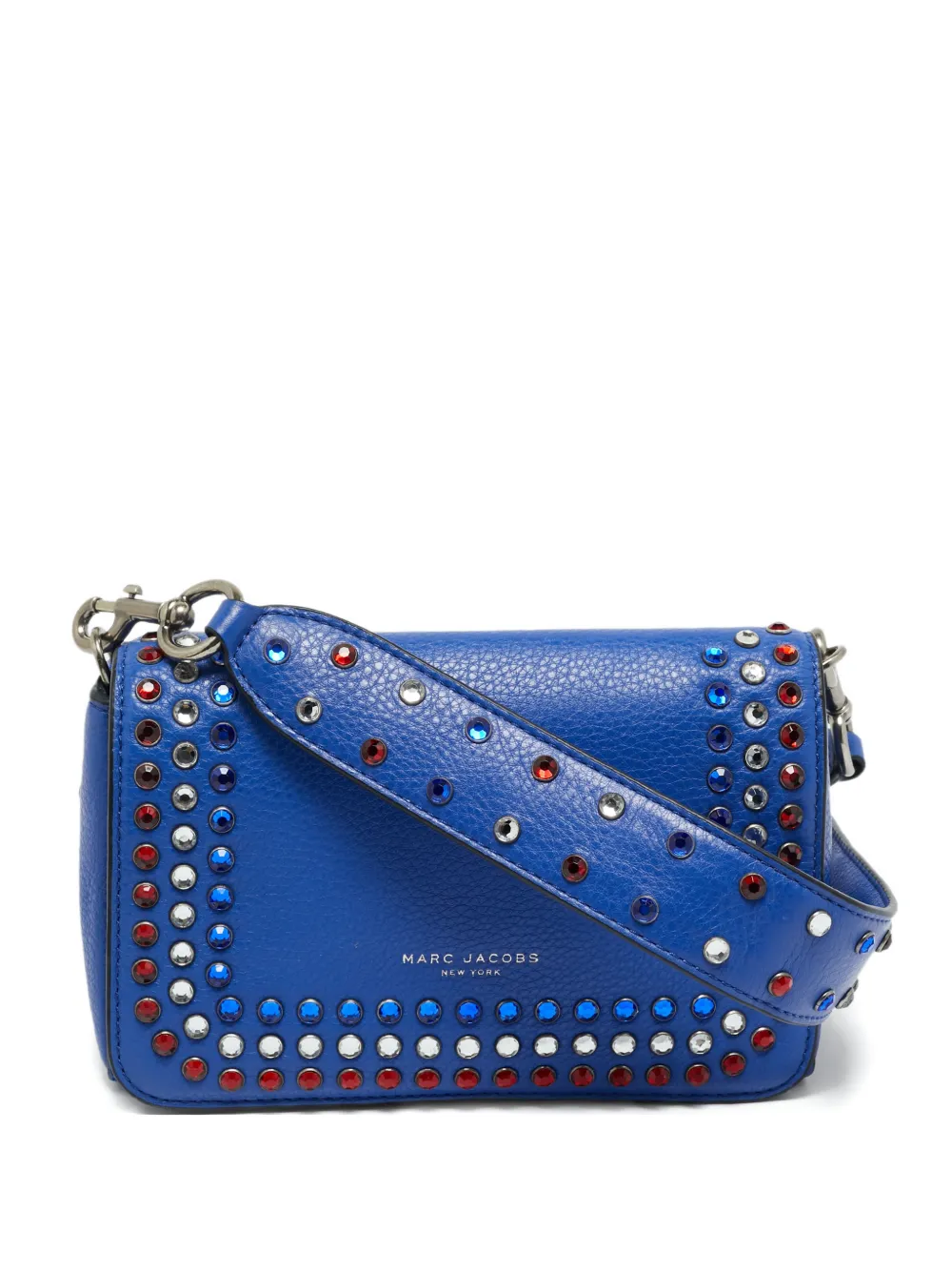 Marc Jacobs Vintage flap-closure crystal-embellished leather shoulder bag - Blu