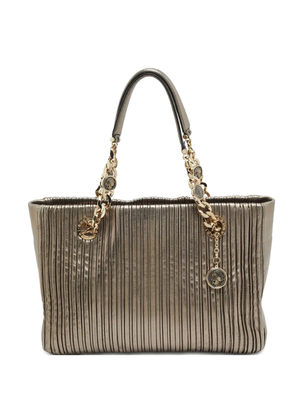 Bvlgari Pre-Owned Monte Plisse leather tote bag - Grigio