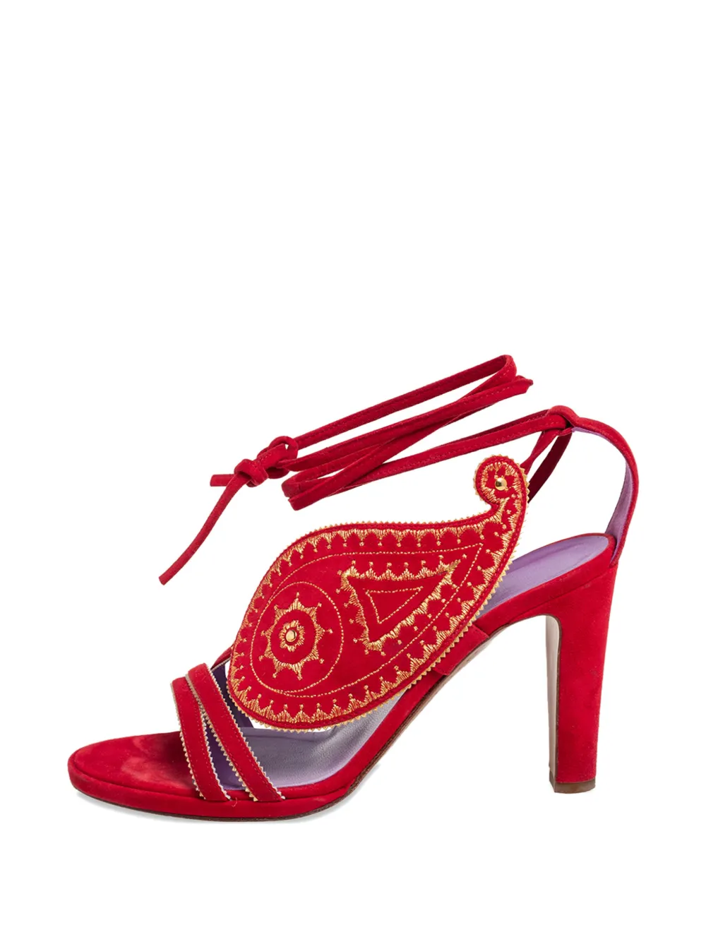 Hermès Pre-Owned paisley-embroidered sandals - Rosso
