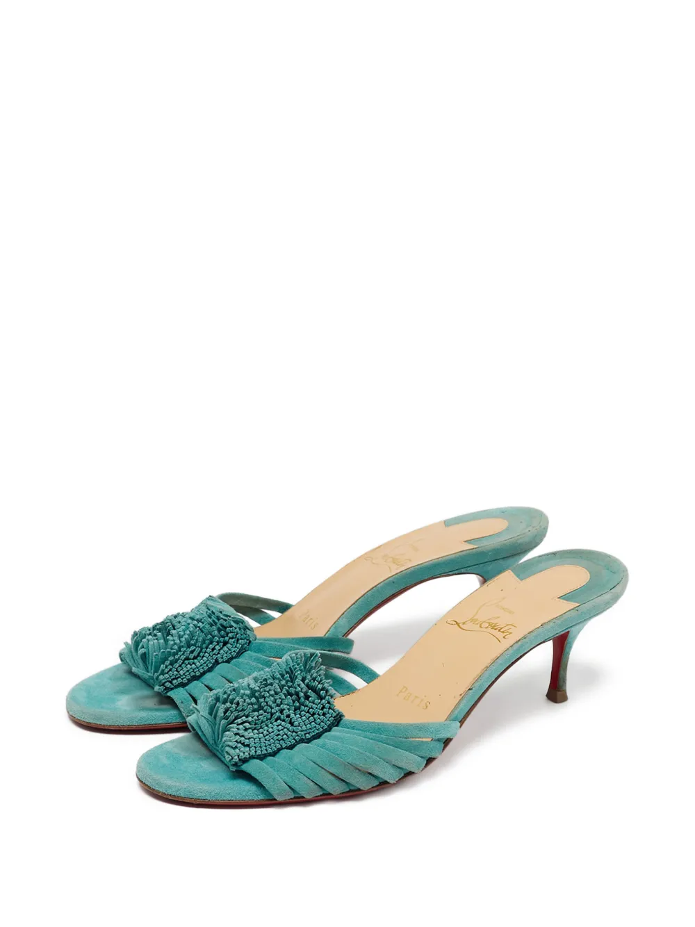 Christian Louboutin Pre-Owned Belbrossa Wildledersandalen mit Fransen - Blau