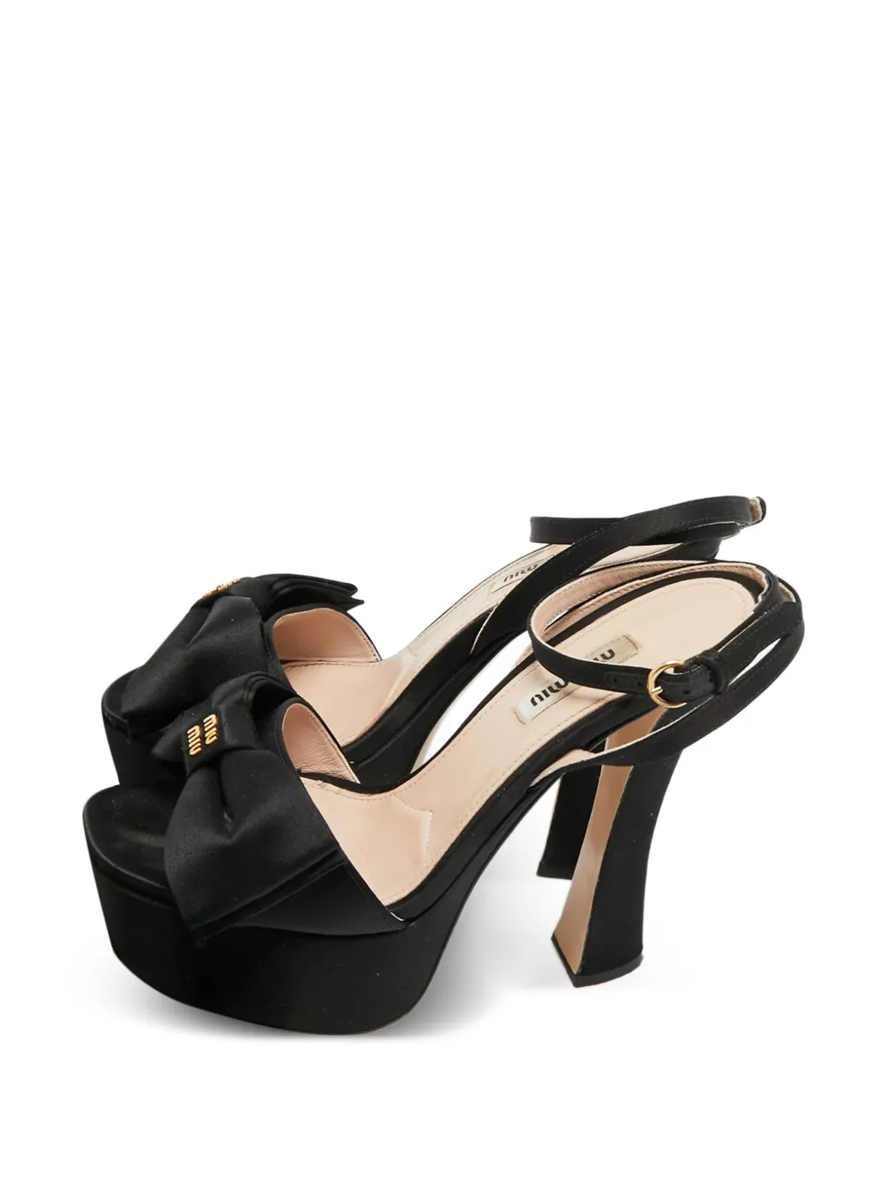 Miu Miu Pre-Owned bow-detail heeled sandals - Nero
