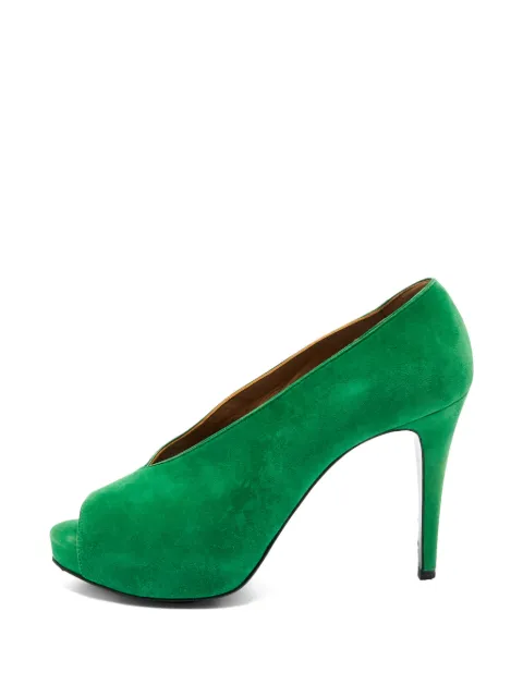 Hermès Pre-Owned Bamboo suede peep-toe pumps