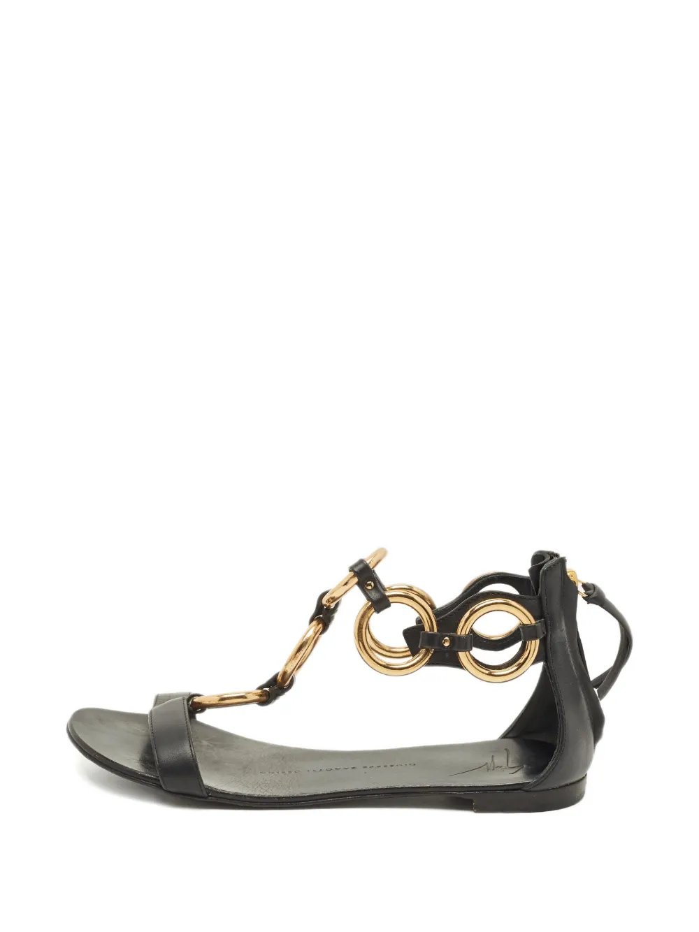 Giuseppe Zanotti ring detail t-strap sandals - Nero