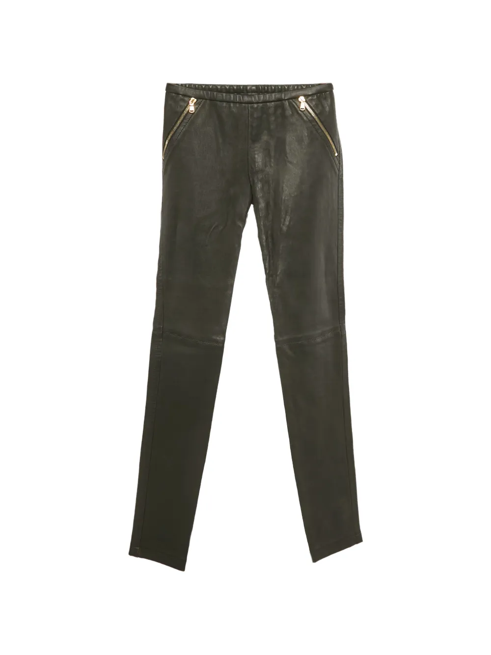 Pre-owned Pucci Leather Zip Trousers In Black