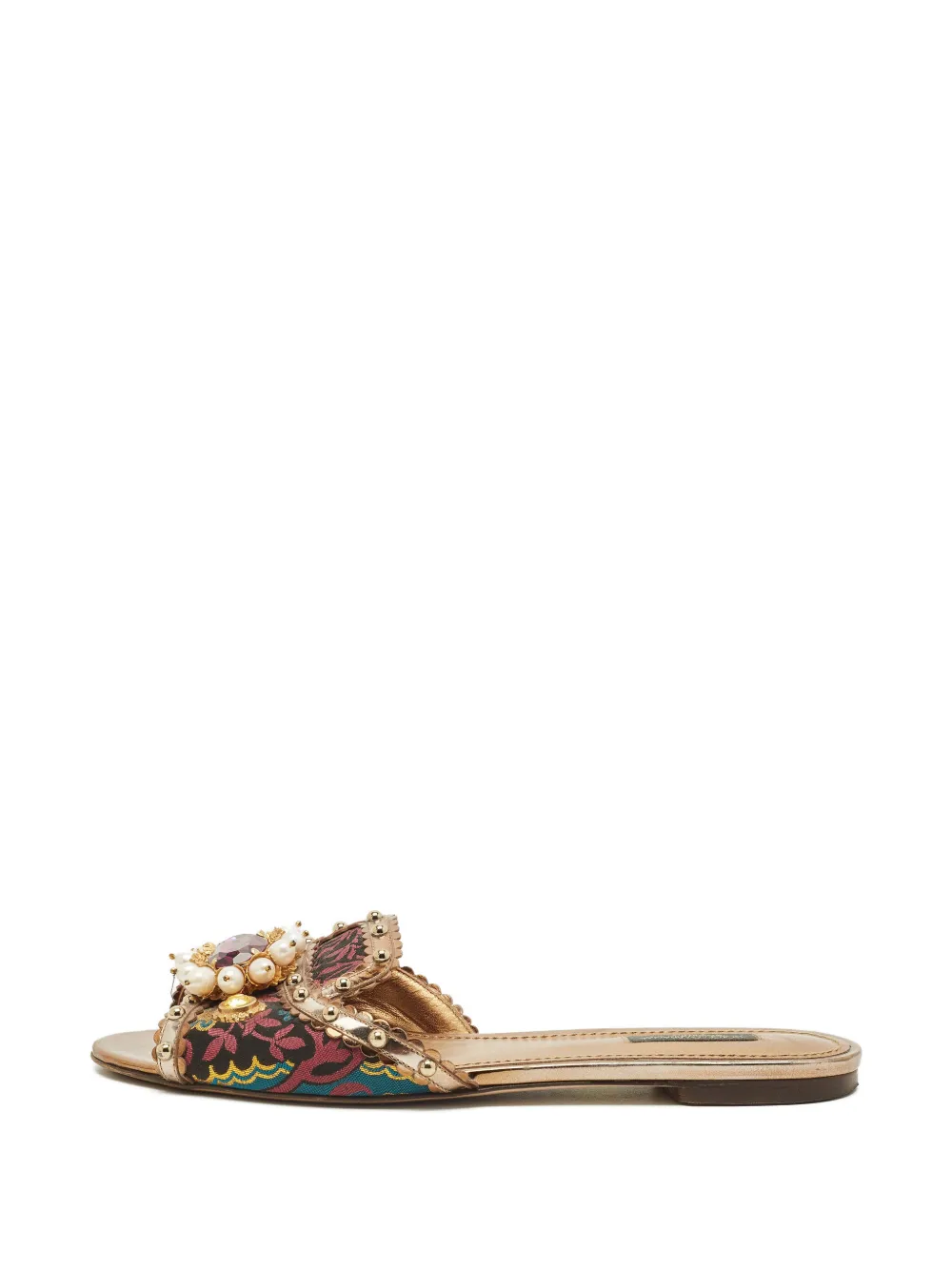 D&G brocade pearl flat slide - Nero