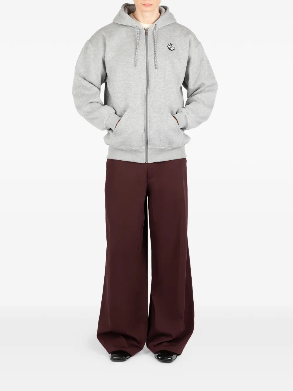 Société Anonyme Hoodie met trekkoord en rits Grijs