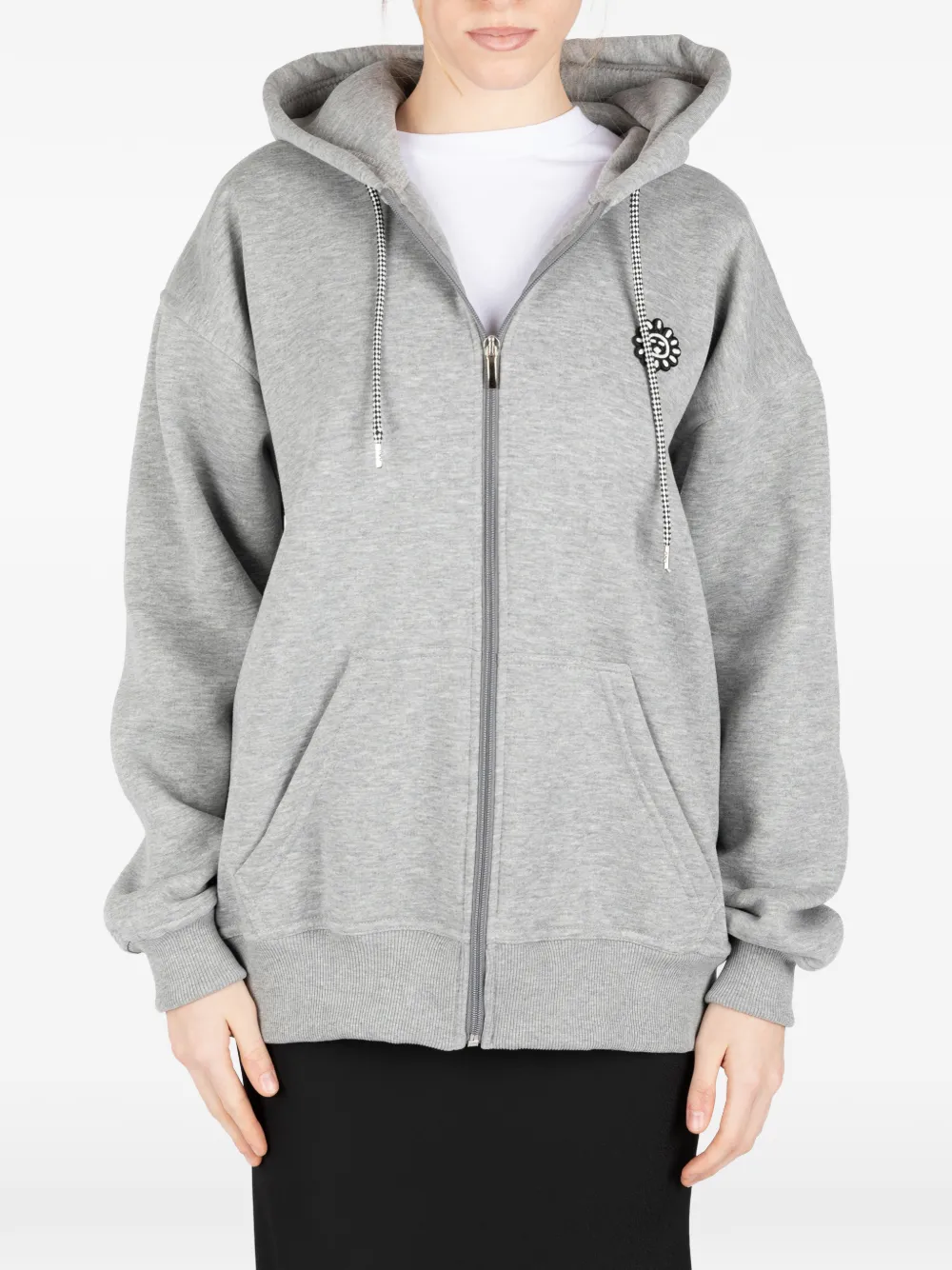 Société Anonyme Hoodie met trekkoord en rits Grijs