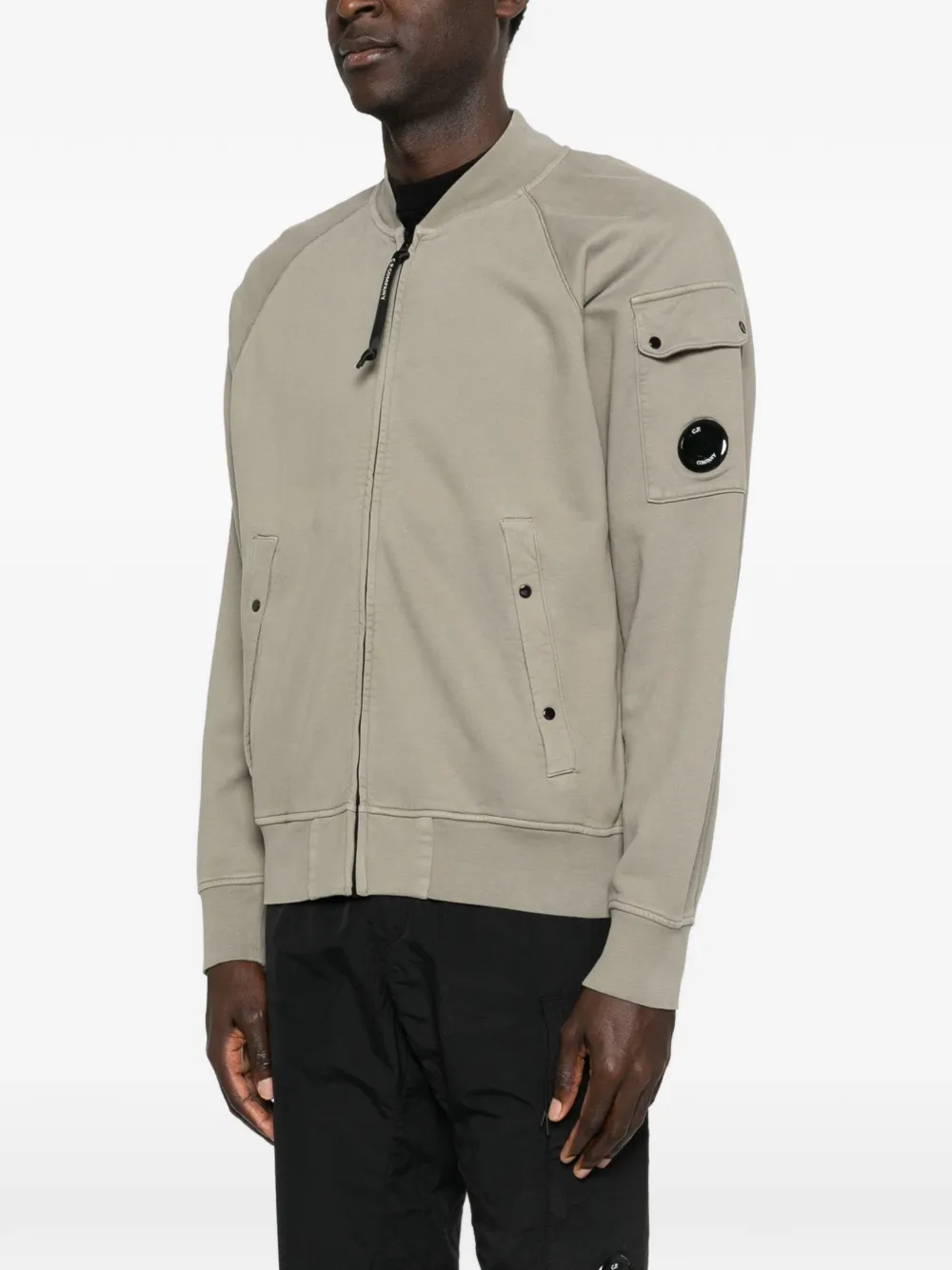 C.P. Company Sweater met ritssluiting en opgestikte zak Groen