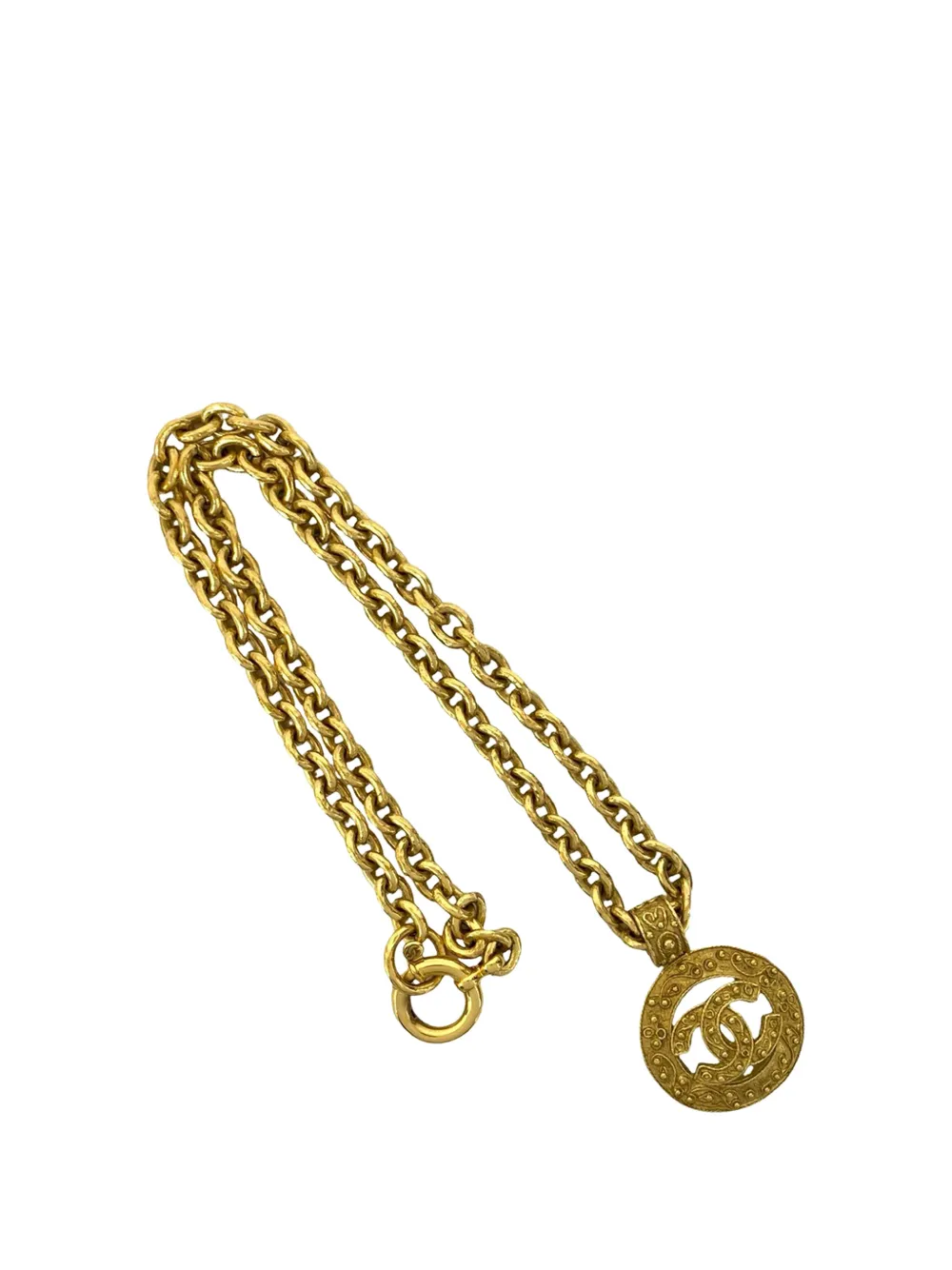 CHANEL Pre-Owned 1994 CC Gold Plated Medallion Chain Necklace costume necklace - Oro